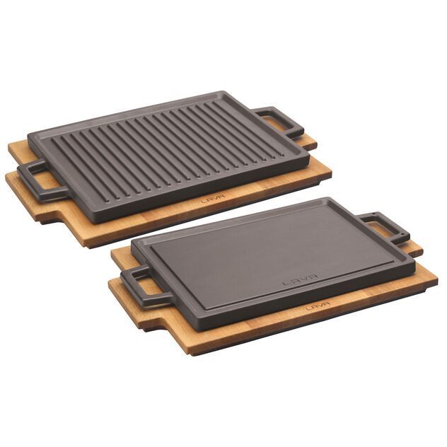 Paderno - Griglia con tagliere legno 22 x 30 cm Ghisa Smaltata