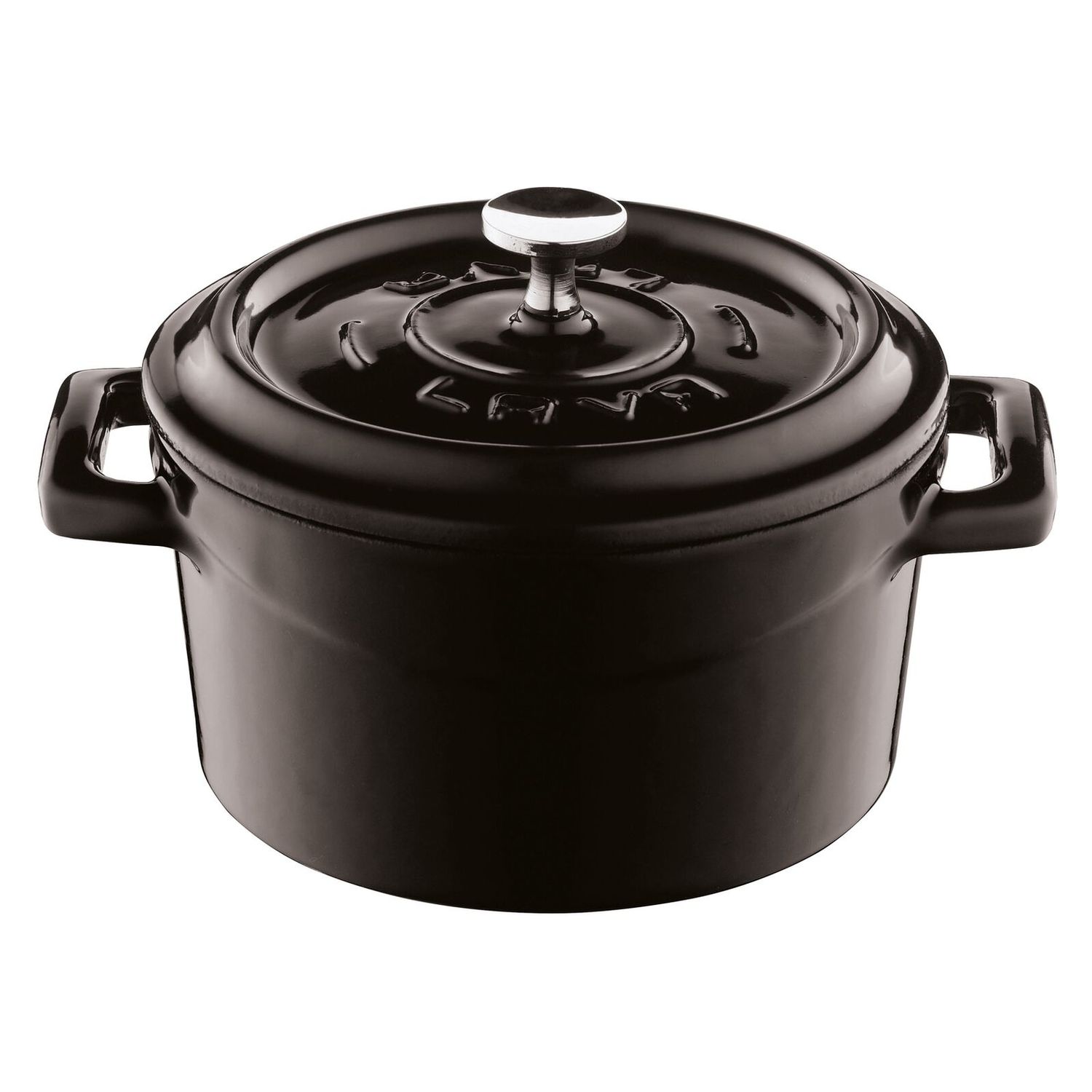 Paderno - Casseruola tonda con coperchio nero 12 cm Ghisa smaltata