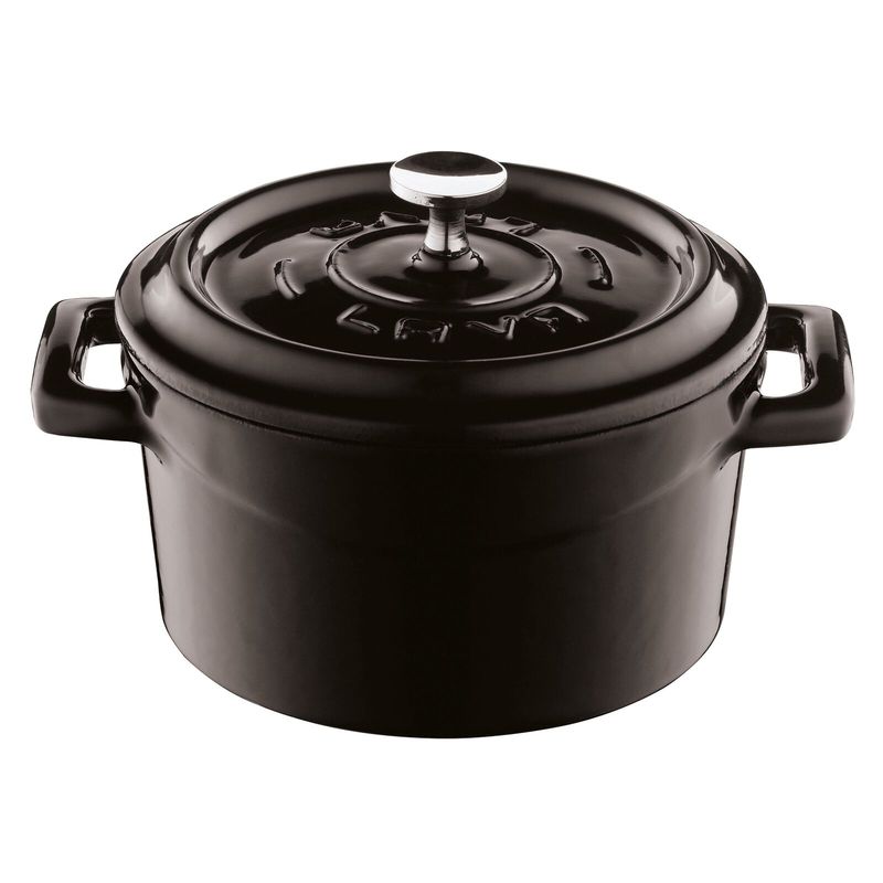 Paderno - Casseruola tonda con coperchio nero 12 cm Ghisa smaltata