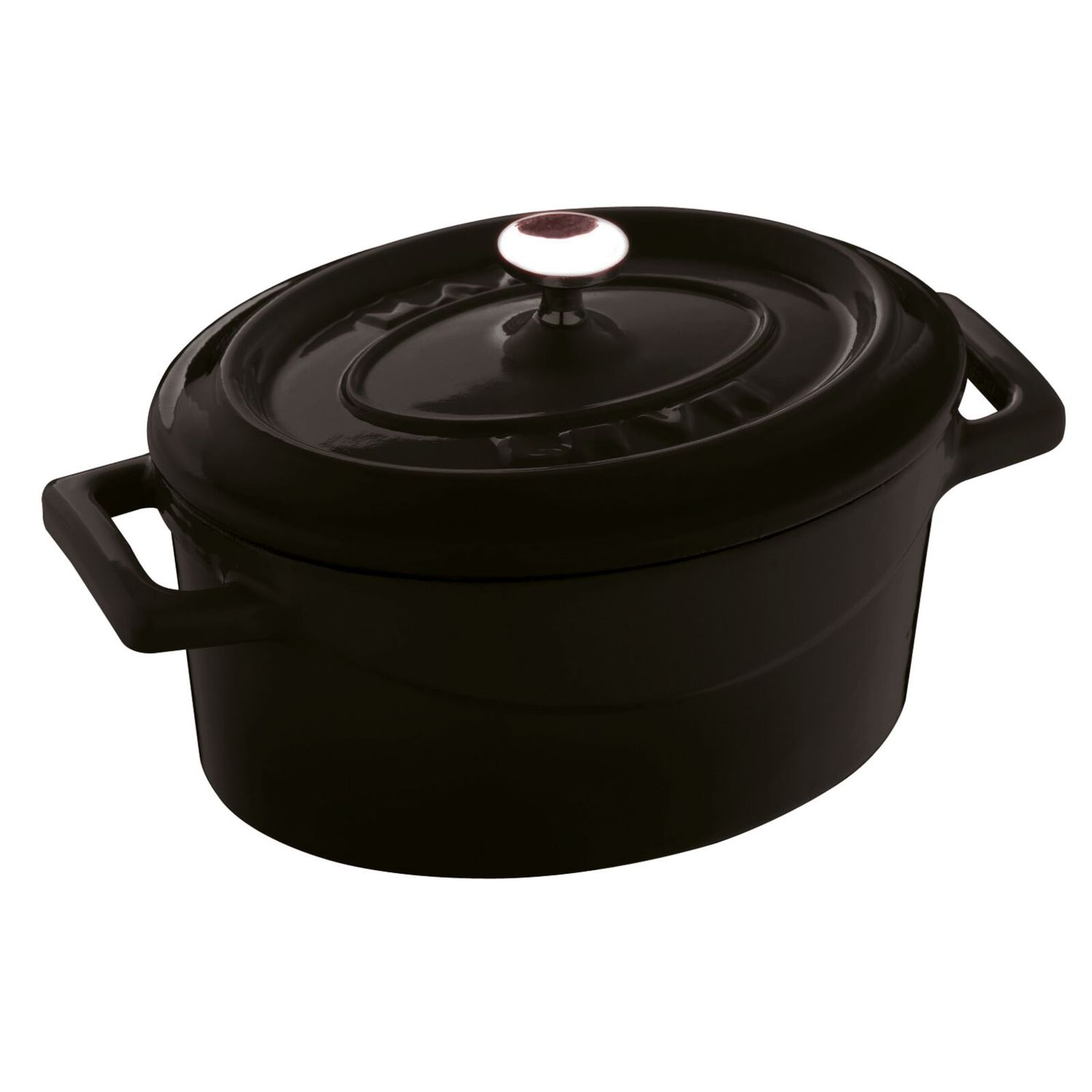 Paderno - Casseruola ovale con coperchio nero 12 x 9 cm Ghisa smaltata