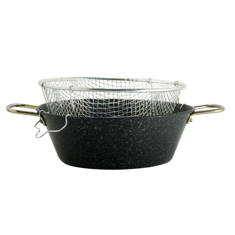 Friggitrice Con Cestello 30 cm 4,5 lt Ferro Smaltato Quarzo - L.A.R.