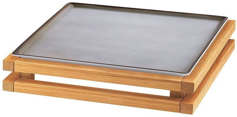 Frilich - Piatto con supporto Grigio 33 x 33 Raiser Oak