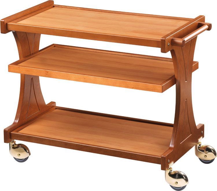 Forcar - Carrello di servizio in legno 3 piani 86 x 55 cm Noce