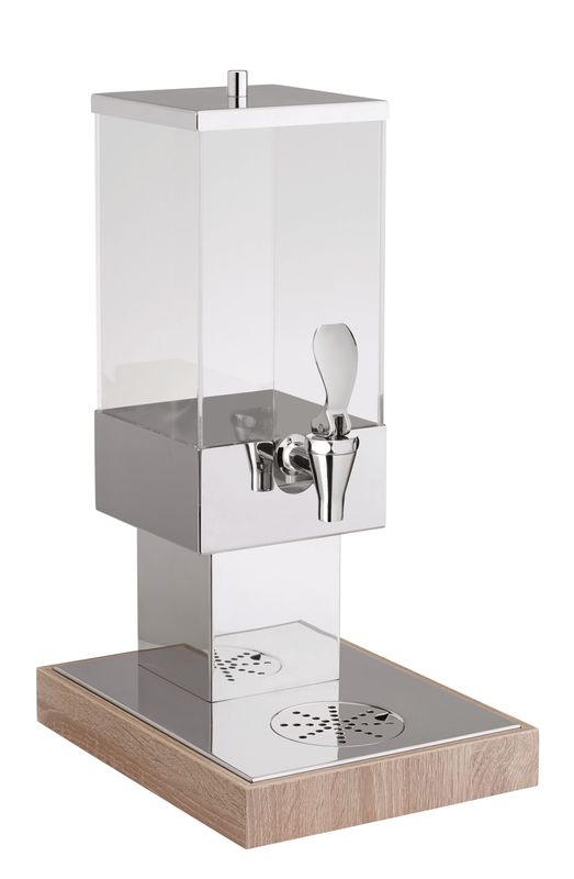 Distributore Dispenser Succhi Inox 18/10 Base Legno con Rubinetto in Metallo 7 L - Square - Abert