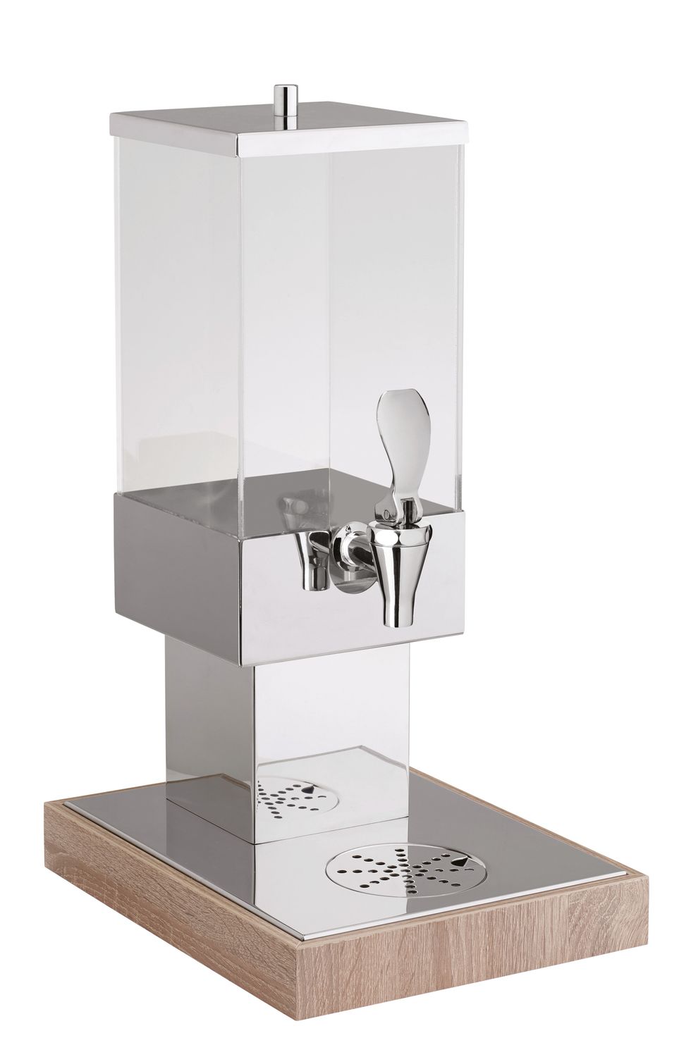 Distributore Dispenser Succhi Inox 18/10 Base Legno con Rubinetto in Metallo 3,5 L - Square - Abert