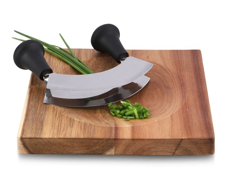 Coltello a doppia lama 14 cm con tagliere in legno - Weis