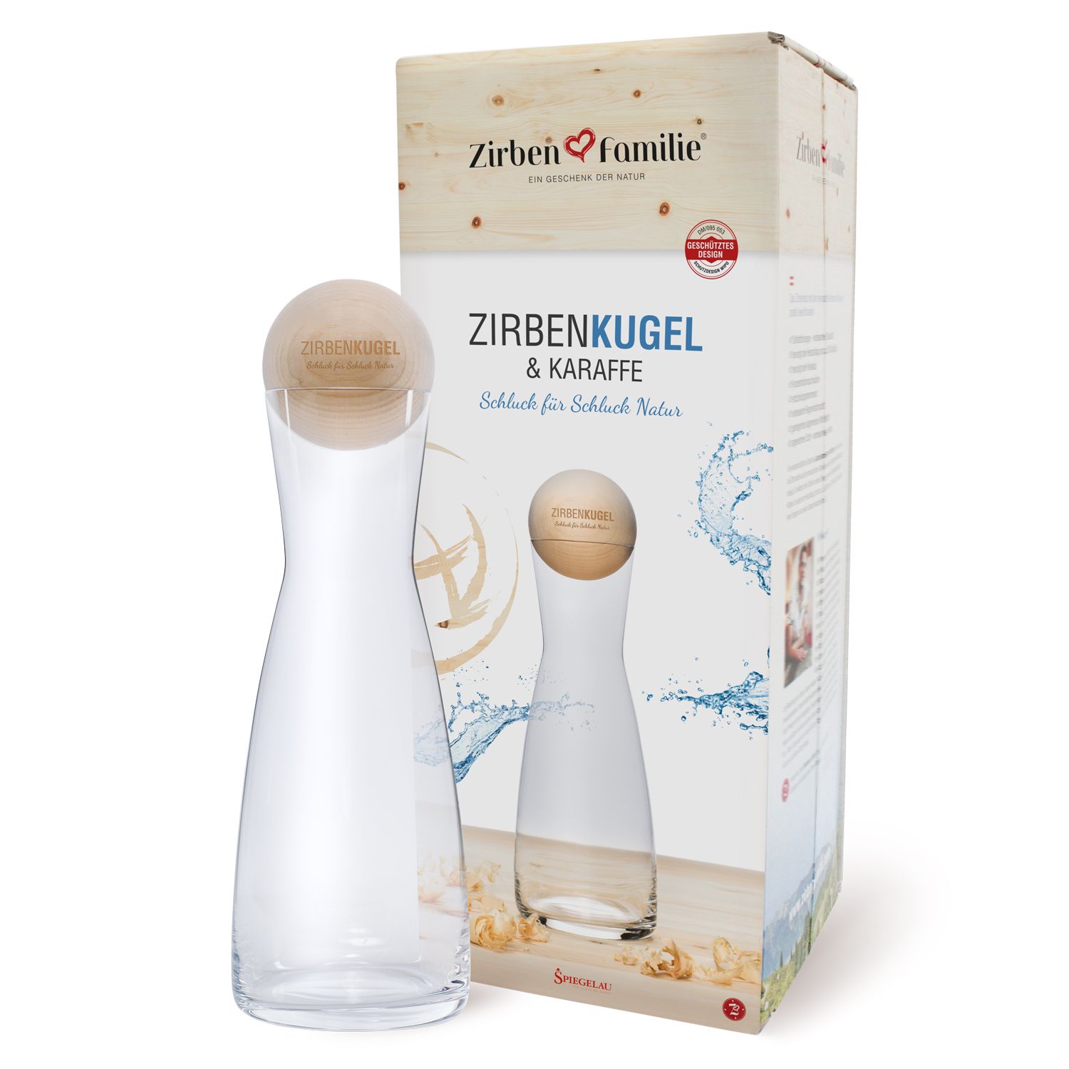 Caraffa con Sfera di cembro 1 litro - Zirbenfamilie