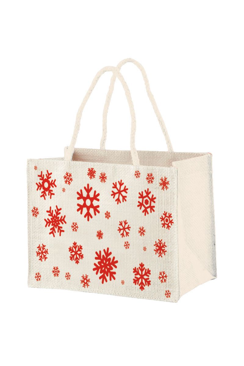 Borsa Juta Cerata Natalizia 15hx18x11 cm Bianco - Tirolix