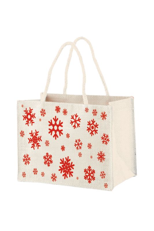 Borsa Juta Cerata Natalizia 15hx18x11 cm Bianco - Tirolix