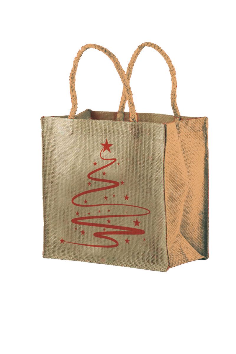 Borsa Juta Cerata Natalizia 20hX20X11 cm Naturale - Tirolix