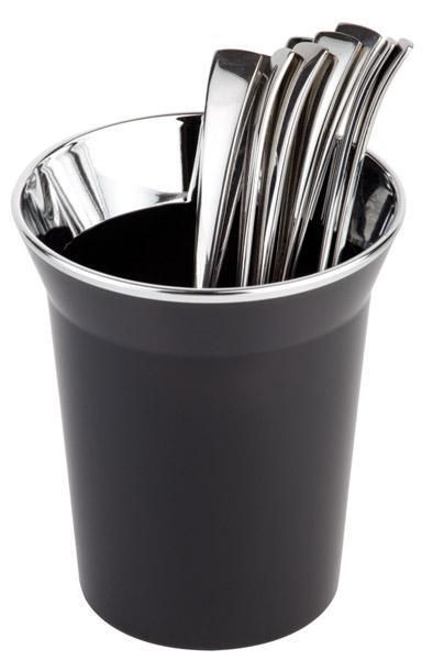 APS - Cestello Posate/Pattumiera da tavolo "Top Chrome" 13 cm Nero