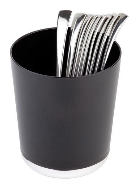 APS - Cestello Posate/Pattumiera da tavolo "Base Chrome" 13 cm Nero