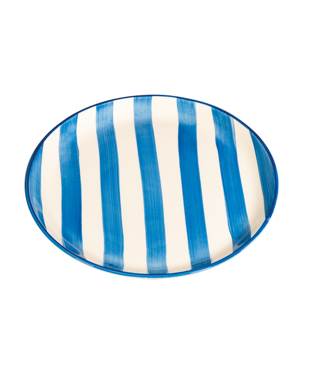 Piatto piano Lido Righe Azzurro 28 cm - Zafferano