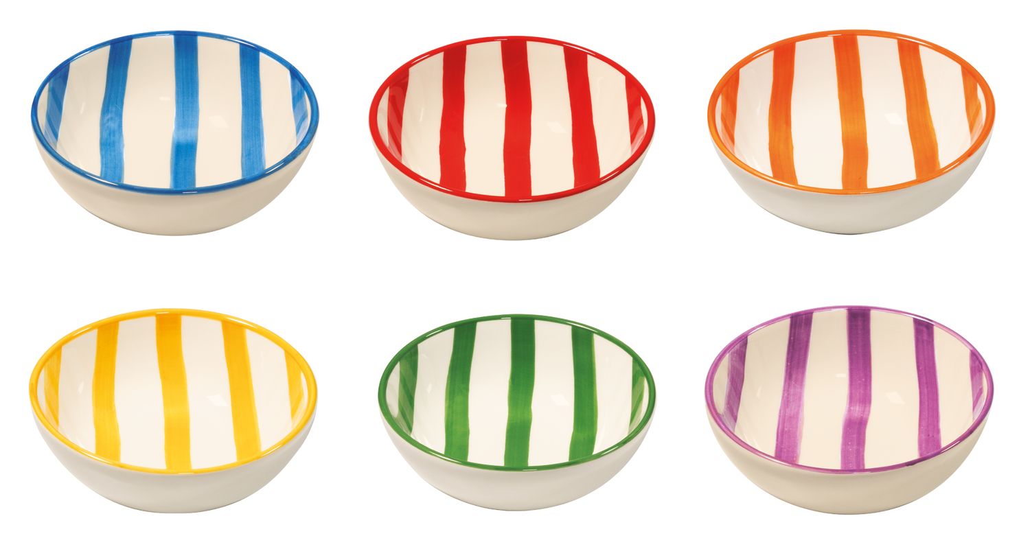 Set 6 pezzi Ciotola 6 cl Lido Righe Assortiti - Zafferano