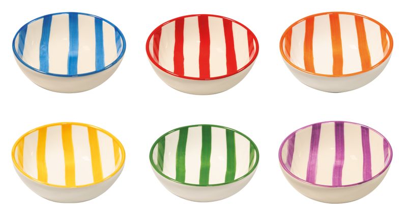 Set 6 pezzi Ciotola 6 cl Lido Righe Assortiti - Zafferano