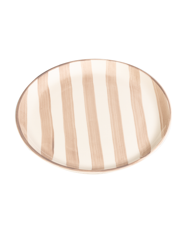 Piatto piano Lido Righe Sabbia 28 cm - Zafferano