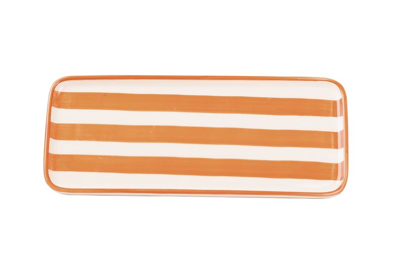 Piatto rettangolare Lido Righe Rosso Mattone 11,5 x 26,5 cm - Zafferano