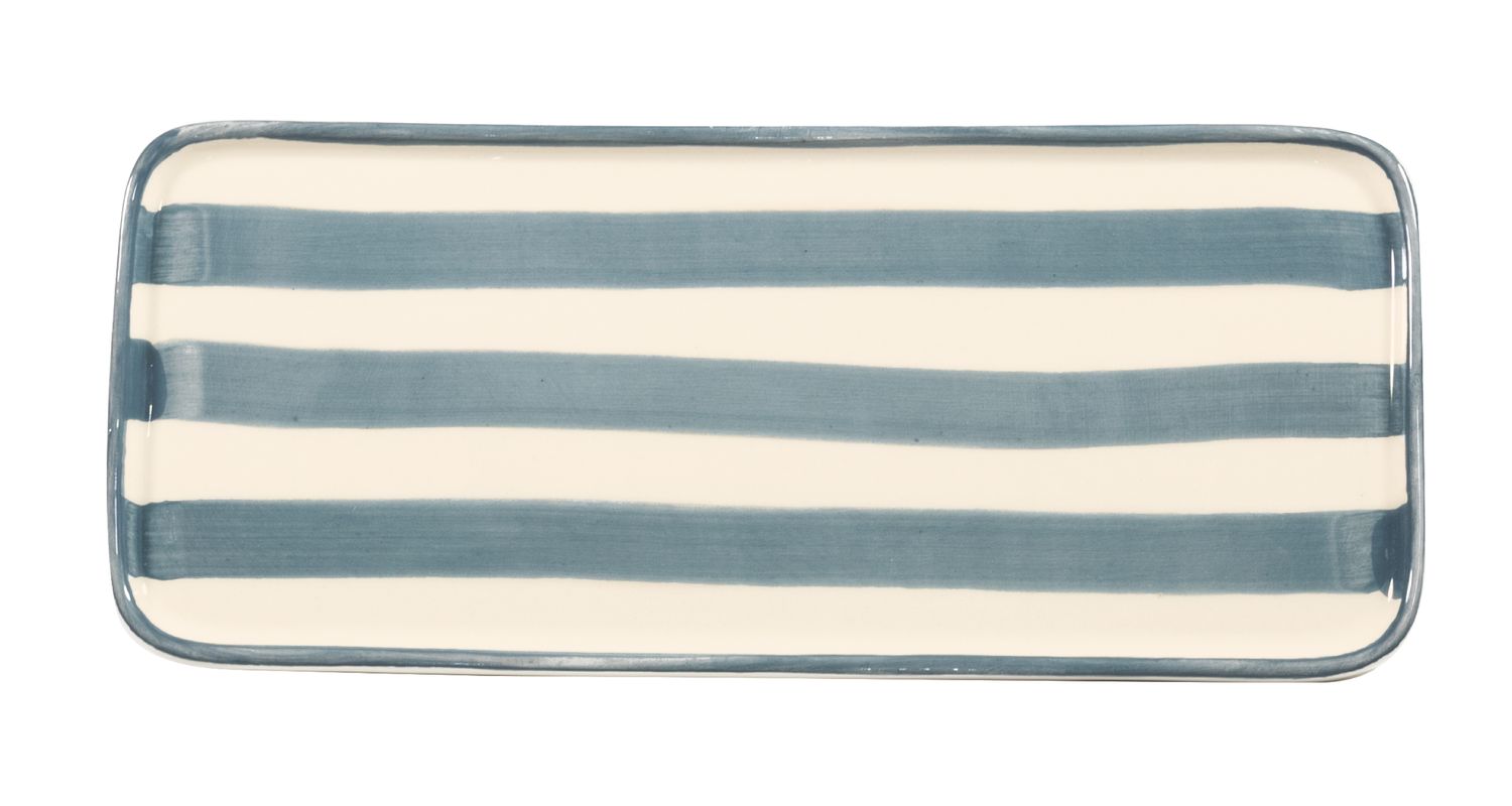 Piatto rettangolare Lido Righe Grigio 11,5 x 26,5 cm - Zafferano