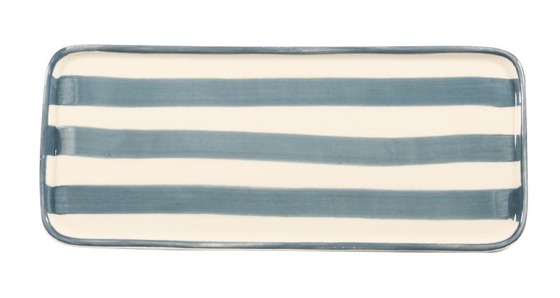 Piatto rettangolare Lido Righe Grigio 11,5 x 26,5 cm - Zafferano