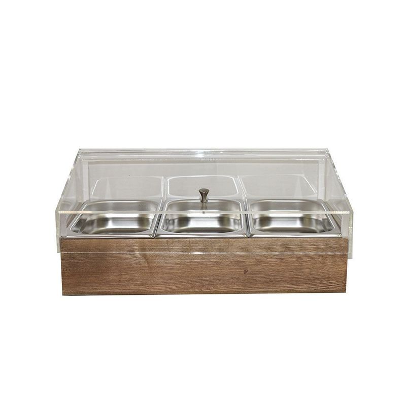 Espositore refrigerato in frassino GN 1/1 con 3 vaschette GN 1/3 T-Collection - Yegam