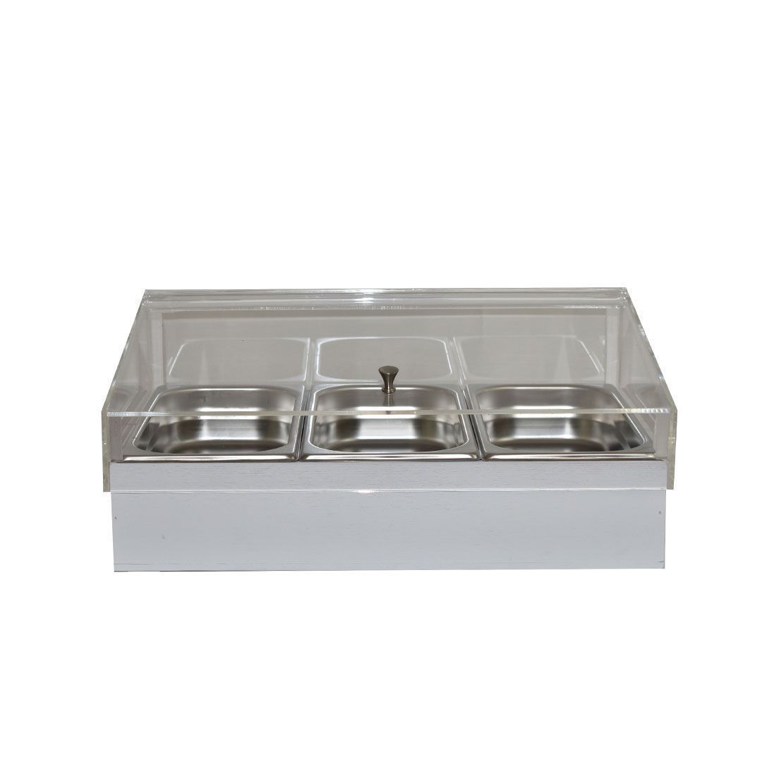 Espositore refrigerato bianco GN 1/1 con 3 vaschette GN 1/3 T-Collection - Yegam