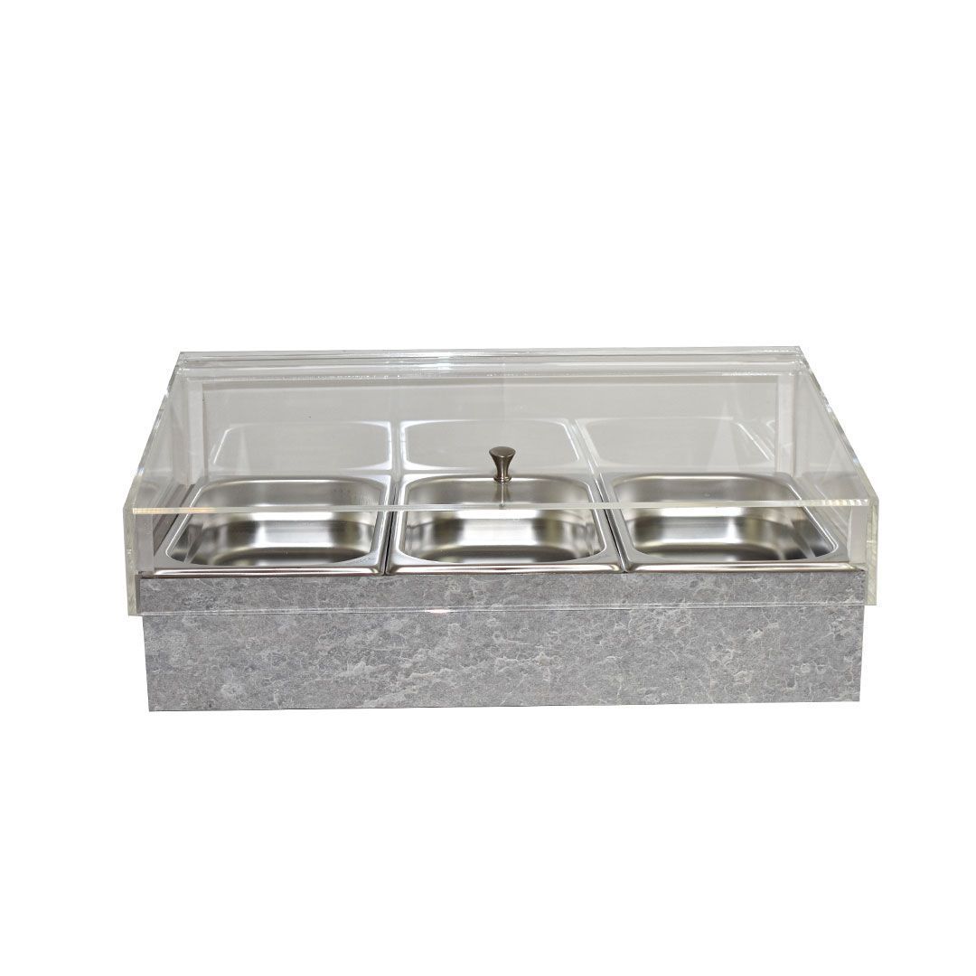 Espositore refrigerato in cemento GN 1/1 con 3 vaschette GN 1/3 T-Collection - Yegam