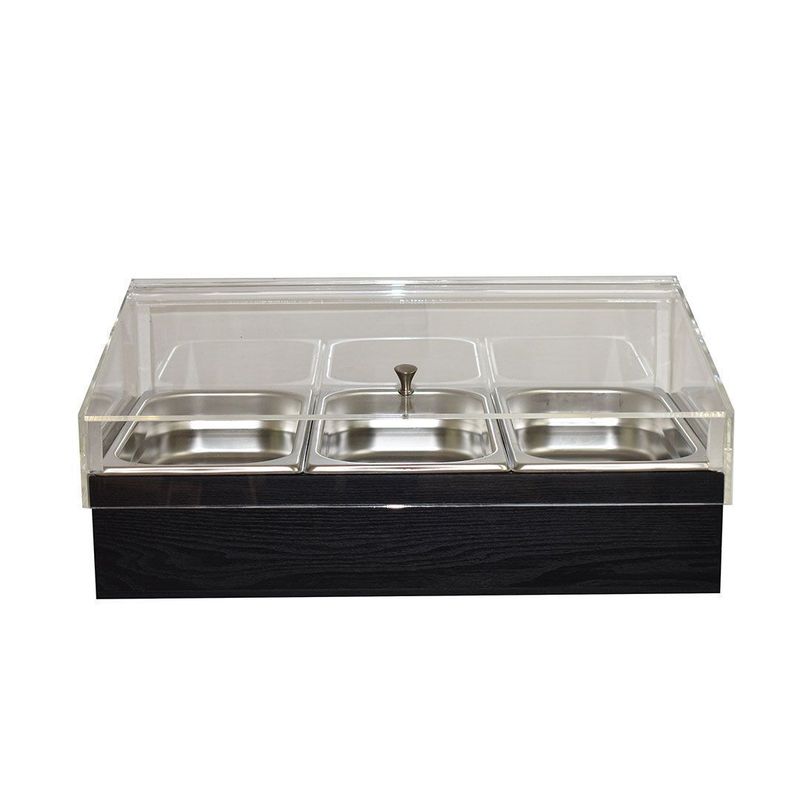 Espositore refrigerato nero GN 1/1 con 3 vaschette GN 1/3 T-Collection - Yegam