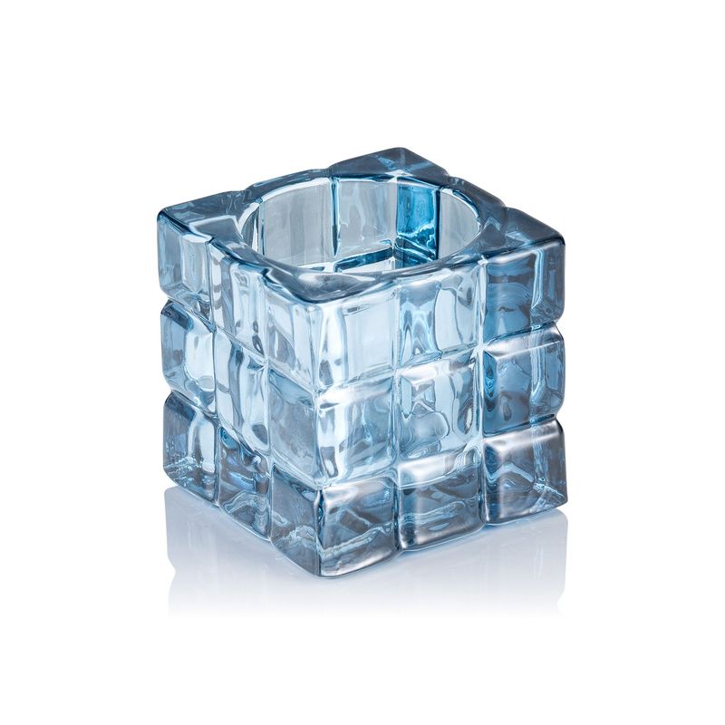 Portacandela 6,5 x 6,5 cm Blu Cube - Tirolix