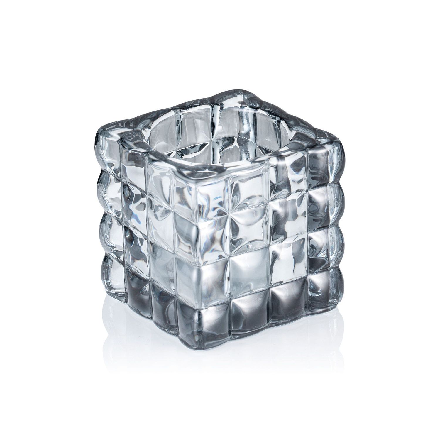 Portacandela 8 x 8 cm Grigio Cube - Tirolix