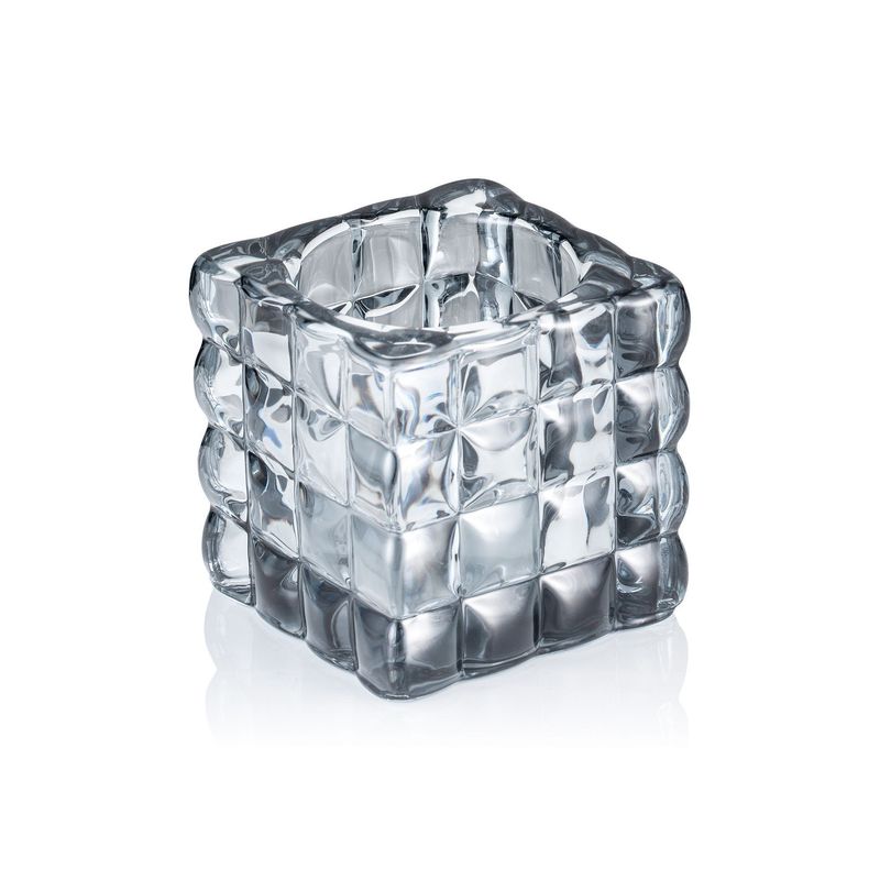 Portacandela 8 x 8 cm Grigio Cube - Tirolix