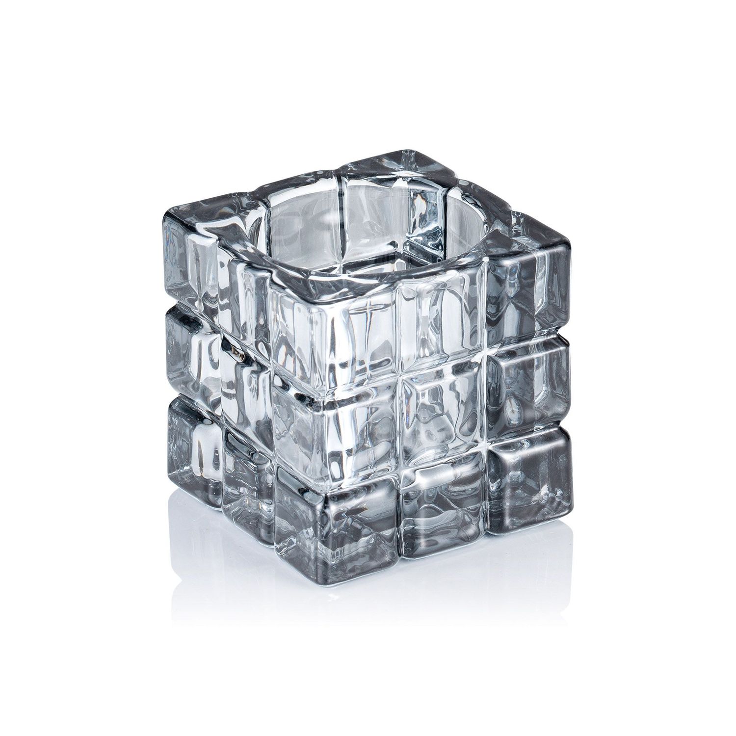 Portacandela 6,5 x 6,5 cm Grigio Cube - Tirolix