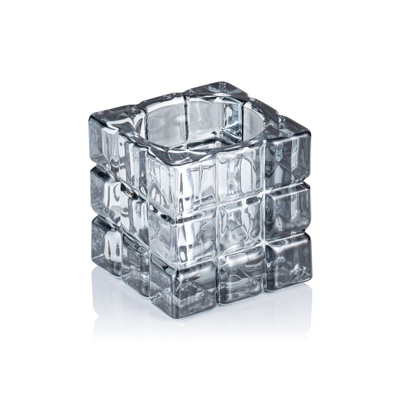 Portacandela 6,5 x 6,5 cm Grigio Cube - Tirolix