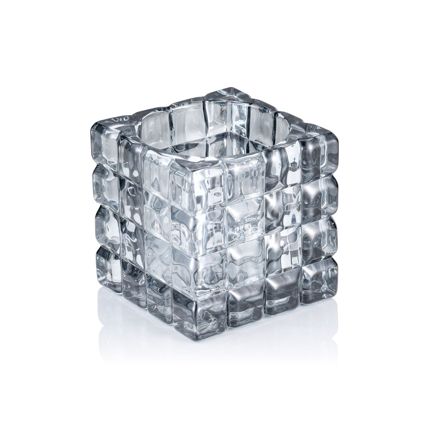 Portacandela 9 x 9 cm Grigio Cube - Tirolix