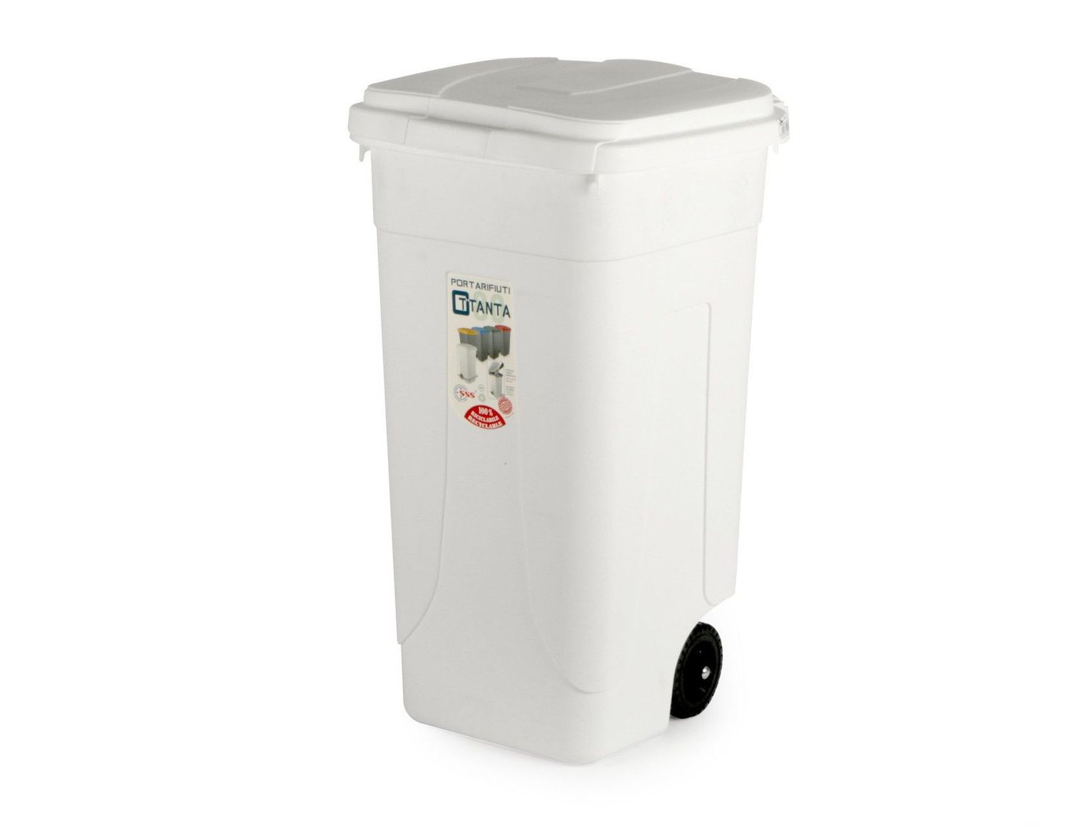 Bidone Portarifiuti con Coperchio 80 l Bianco - Mobil Plastic