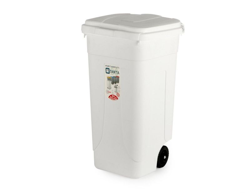 Bidone Portarifiuti con Coperchio 80 l Bianco - Mobil Plastic