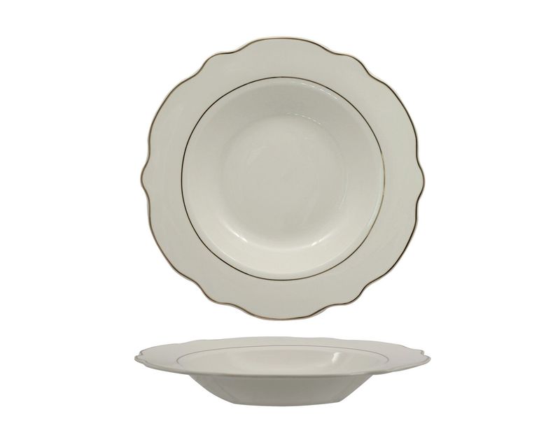 Piatto Fondo 22 cm Grace Filo Oro - Feng