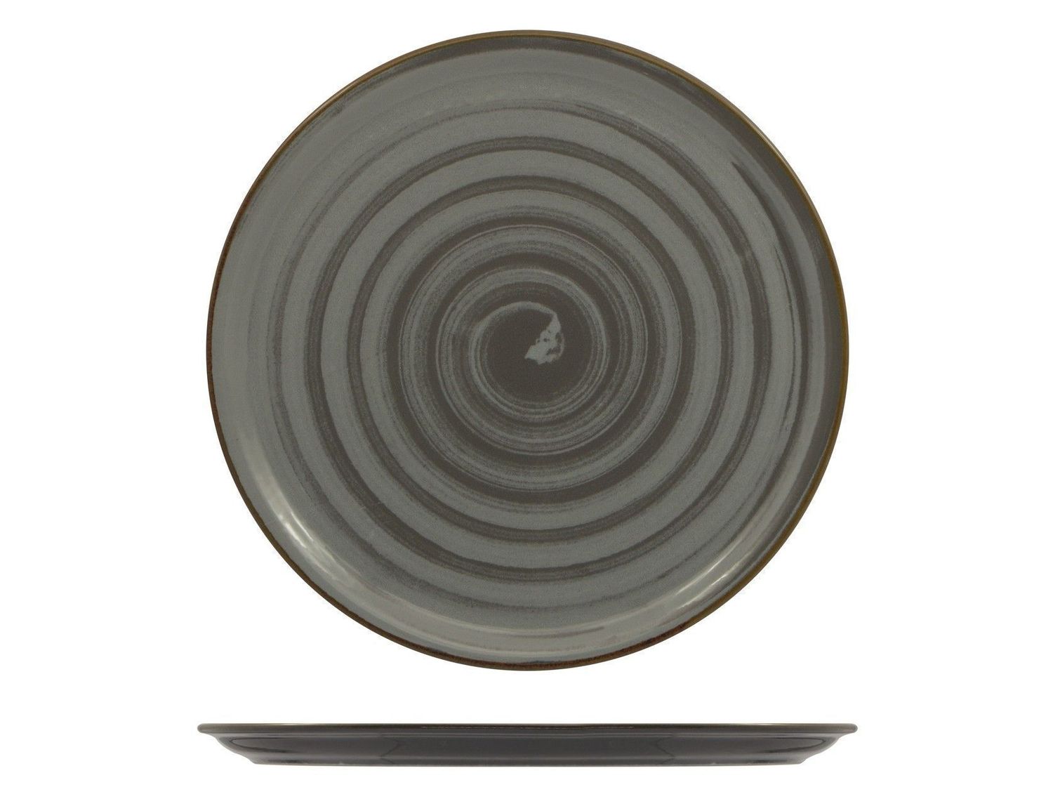 Piatto Pizza 33 cm Vortex Grigio - Saturnia