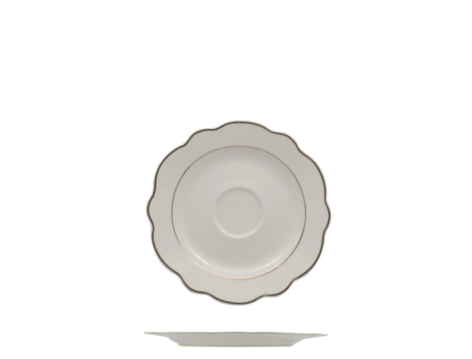 Piatto Tazza Caffè 12,5 cm Grace Filo Oro - Feng