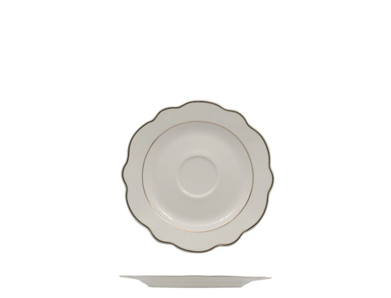 Piatto Tazza Caffè 12,5 cm Grace Filo Oro - Feng
