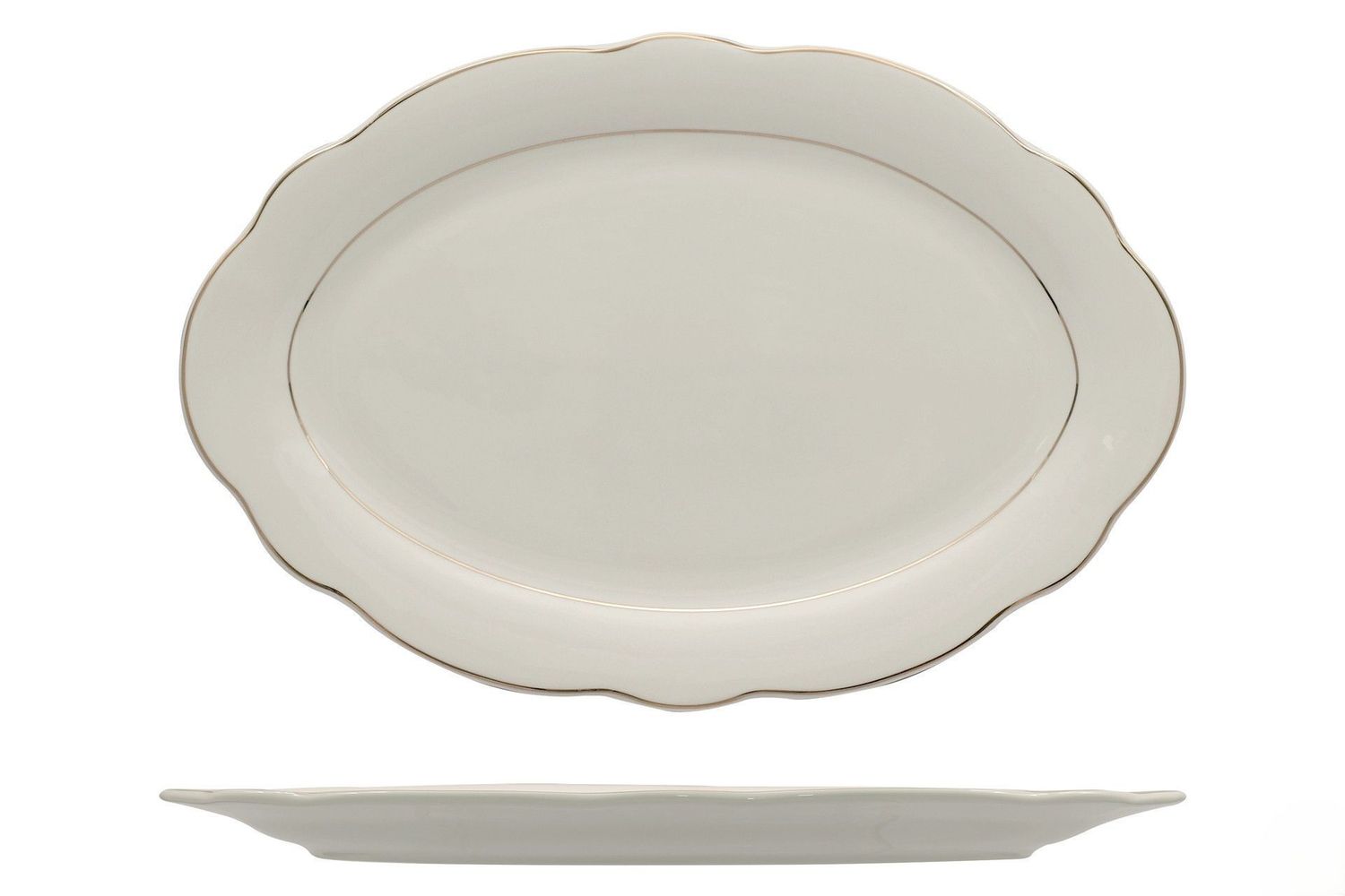 Piatto Ovale 36 x 24,5 cm Grace Filo Oro - Feng