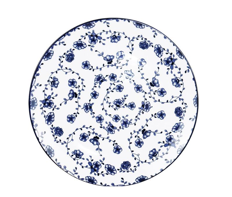 Piatto Piano 26 cm Floral Mix Blue - Feng