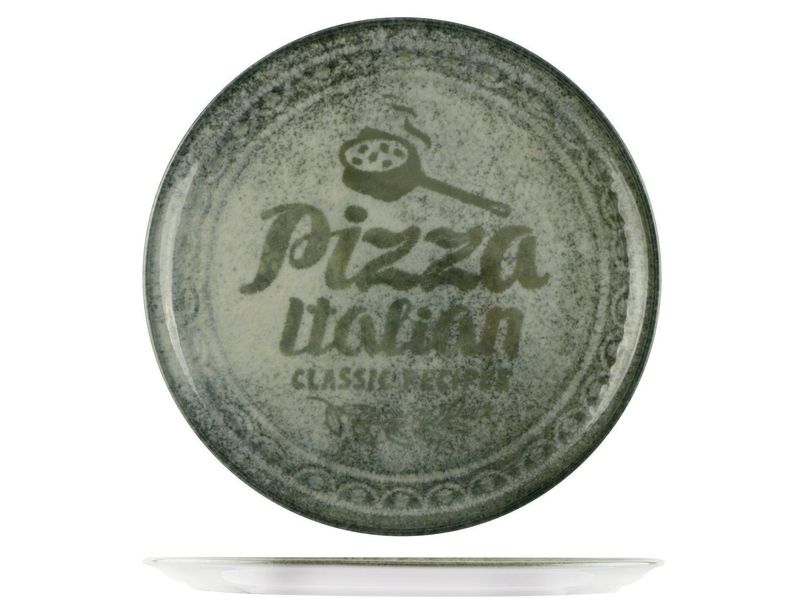 Piatto Pizza 33 cm Napoli Recipes Verde - Saturnia