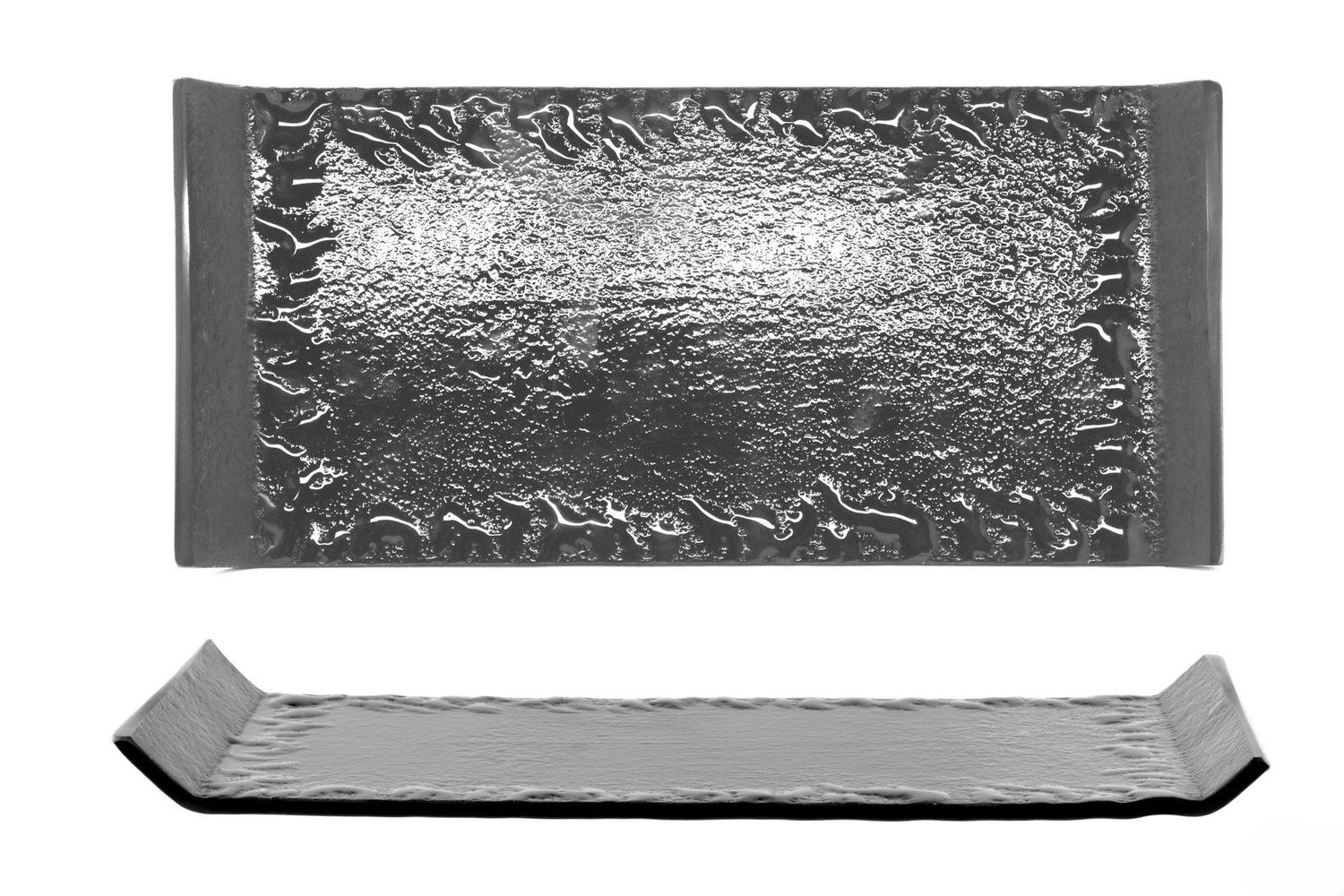 Piatto Rettangolare 30 x 14 cm Kora Double Face Nero - Feng
