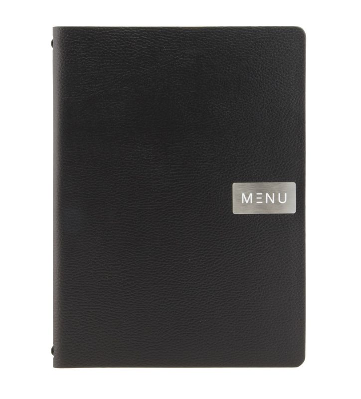 Portamenù in Pelle Ruvida Nera A4 24,6 x 33,2 cm Leather Range - Securit