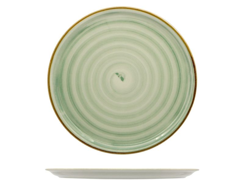 Piatto Pizza 33 cm Napoli Spirale Verde - Saturnia