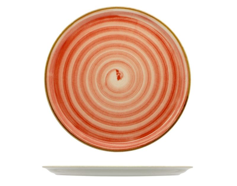 Piatto Pizza 33 cm Napoli Spirale Rosso - Saturnia
