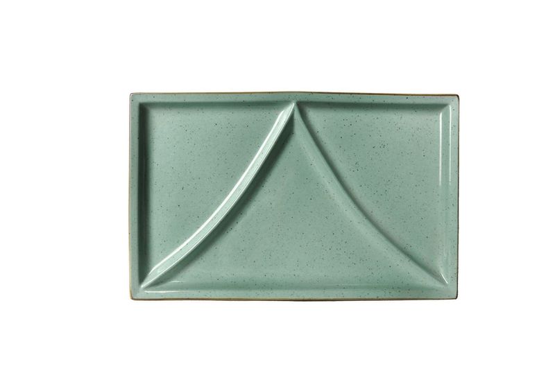Piatto Rettangolare 3 Scomparti 36,5 x 23 cm Justcolor Green - Lioness