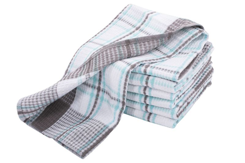 Canovacci/Strofinacci a Scacchi 4 Pezzi 50 x 70 cm Turchese - Tirolix