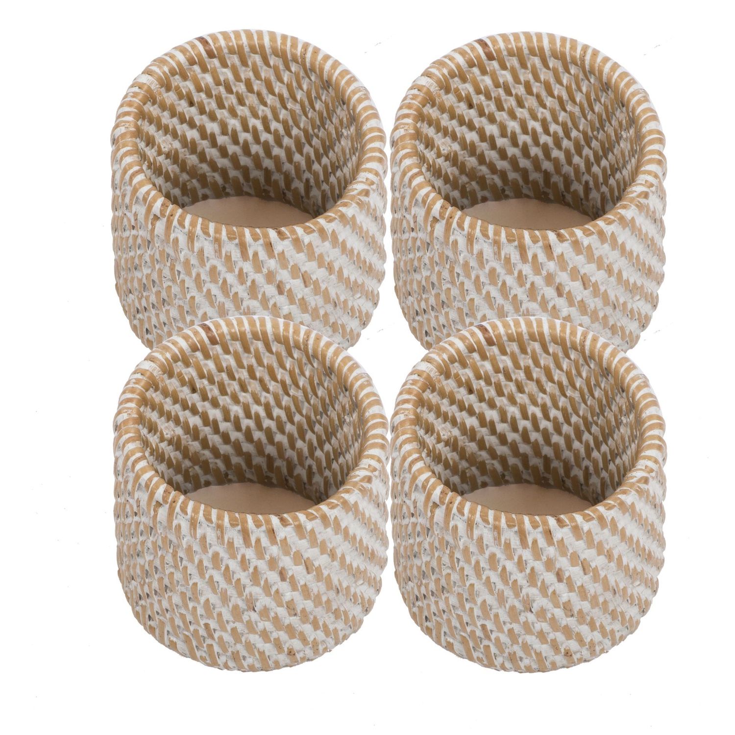 Portatovaglioli Rattan 4,5x5 cm Bianco 4 pz. - Tirolix