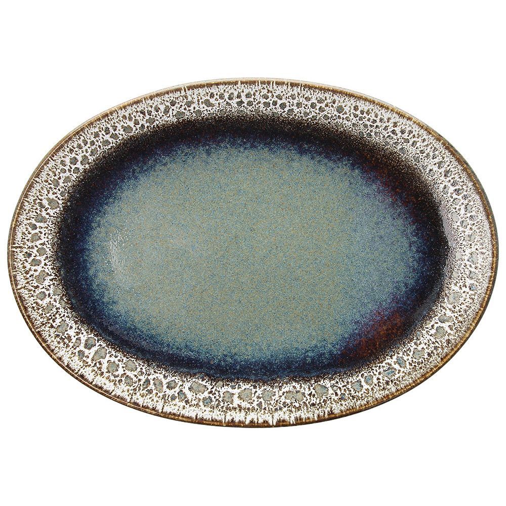 Piatto ovale 30 x 21,5 cm Bloom Blue e Brown - Tognana